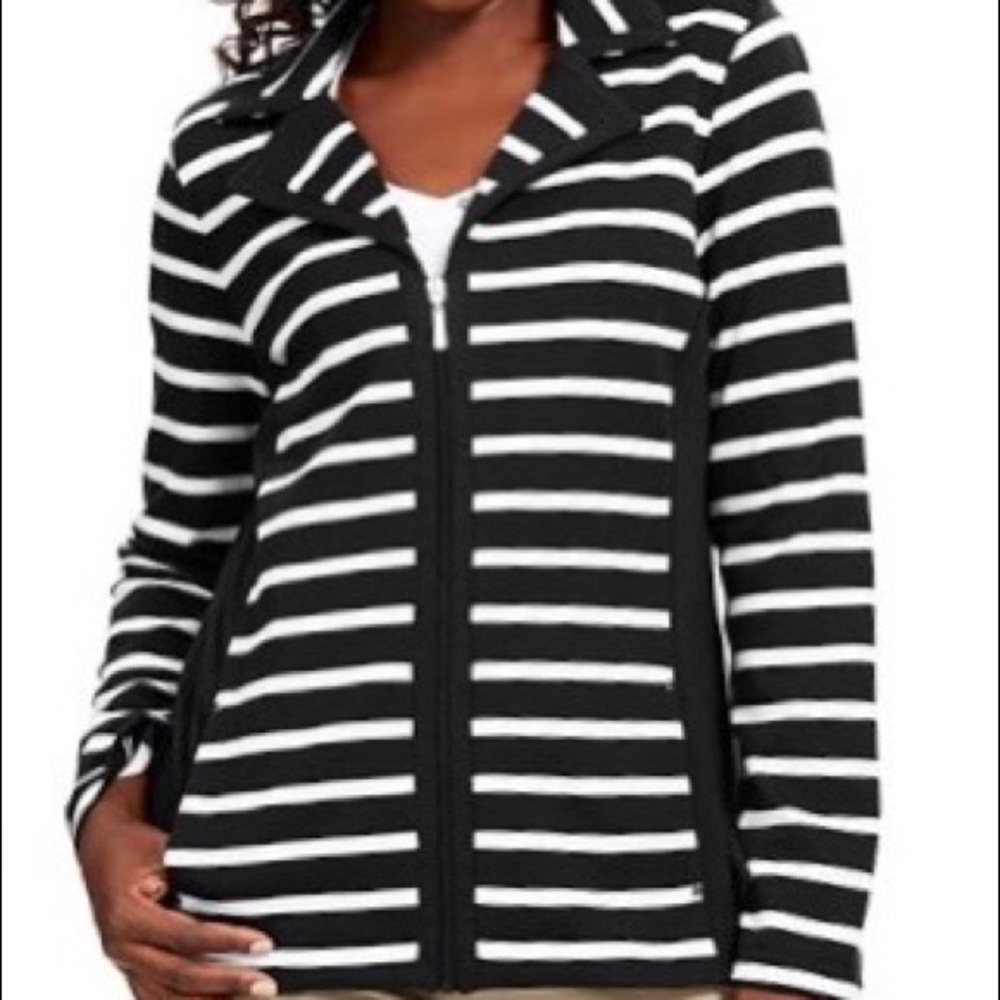 Blk/Wht NWT French Terry Striped Jacket (LG) 14-16